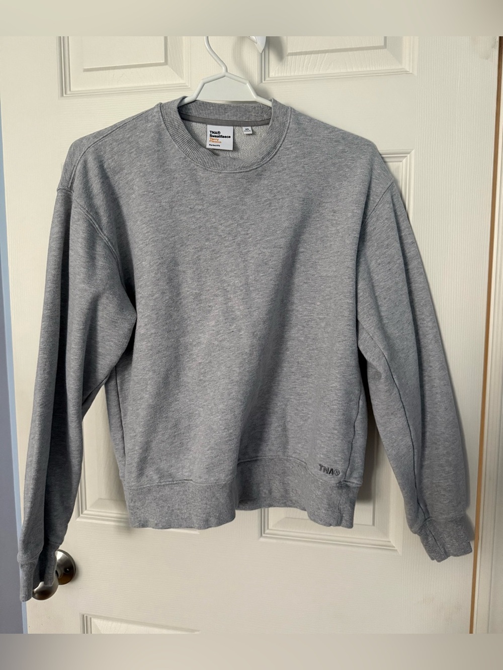 Aritzia TNA Grey Terry Fleece Perfect Fit Crewneck
